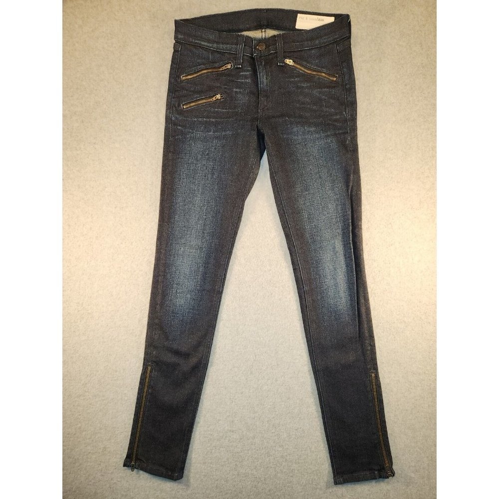 Rag and Bone Women's Skinny Kensington Jeans Zippers Dark Wash W1522K520ND